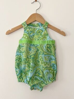 HANDMADE VGUC Girls Vibrant Paisley Summer Bubble w/ Ribbon Detail